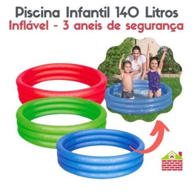 Imagem de Piscina Infantil Redonda Inflável 140 Litros Com 3 Anéis De Segurança 