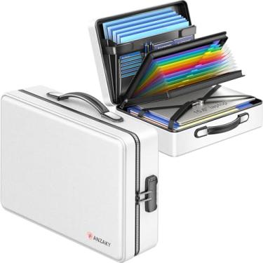 Imagem de ANZAKY Caixa de documentos à prova de fogo com zíper à prova de fogo, capa interna rígida à prova de fogo com fechadura, à prova de fogo, resistente à água, organizador de documentos importante, pasta