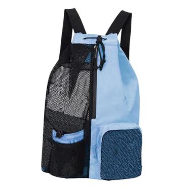 Imagem de rockible Mochila mochila mochila saco de fitness homens homens portátil dobramento nylon tira de ombro ajustável respirável com bolso molhado, Azul