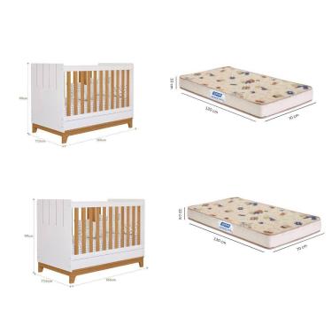 Imagem de Quarto bebê gêmeos com 2 Berços Mini Cama Liza com 2 Colchões Gazin Permobili
