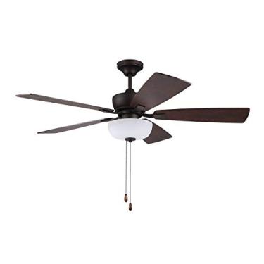 Imagem de Litex Industries Ventilador de teto SG52EB5L Litex Sigrid moderno de 132 cm com 5 lâminas reversíveis Sienna/Driftwood, classificação UL, 178 cm x 182 cm