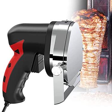Imagem de MLUENF Churrasco elétrico, máquina, faca de kebab elétrica, portátil, aço inoxidável, shawarma, faca de giroscópio, fatiador de kebab, B