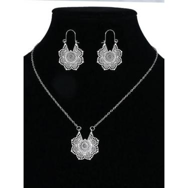Imagem de Conjunto de Brincos e Colar com Pingente de Metal - Estilo Étnico, 230