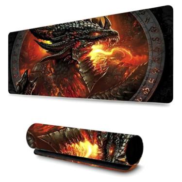 Imagem de Mouse Pad Gamer Profissional Confortavél Anti Derrapante 65x32cm - Dragão de Fogo