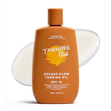 Imagem de Tanning Club - Óleo Bronzeador Golden Glow Com Fps 15 - Protetor Solar Hidratante Leve Com Coco, Cenoura E Manteiga De Karité - Resistente À Água E Ao Suor (80 Minutos) - 150 Ml