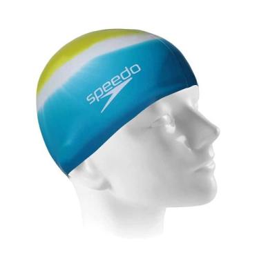 Imagem de Touca Natação Speedo Flat Tie Dye Unissex 528869-295, Amarelo, Azul, U