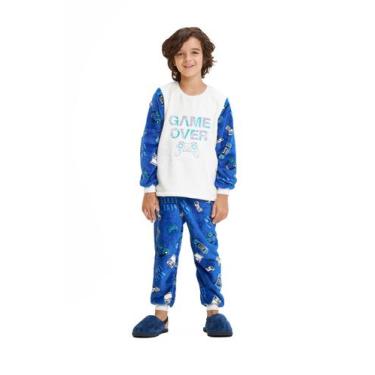 Imagem de Pijama Quentinho Infantil Confortável Fleece Gamer Menino Moletom Felp