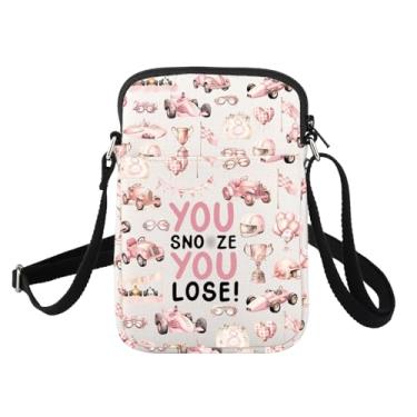 Imagem de FUSTMW Bolsa transversal de corrida de carro presentes para fãs de corrida para pilotos de corrida presentes para celular com alça (bolsa de corrida C)