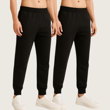 Imagem de Kit 2 Calça Jogger Masculina Moletom com Cós Elástico Conforto e Estil