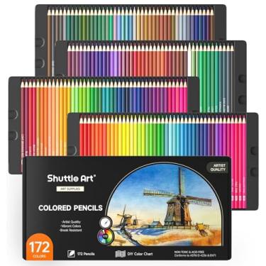 Imagem de Shuttle Art 172 lápis de cor, conjunto de lápis de cor de núcleo macio para livros de colorir adultos, desenho, esboços, e artesanato