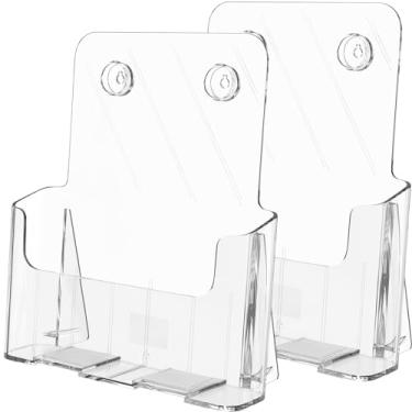 Imagem de Suporte de brochura de acrílico MaxGear, 21,6 x 27,9 cm, suporte de folheto para porta-cartões, suporte de literatura de plástico, suporte para cartão, para revistas, Pamphlet com 4 pacotes de suporte de cartão de visita de acrílico