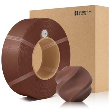 Imagem de 3DTOOLS Refil de filamento fosco PLA de bambu de 1,75 mm, alta dureza, alta velocidade e fácil impressão, ecológico com RFID para Bambu Lab A1, A1MINI, X1, P1 AMS 1KG +/- 0,03 mm (sem carretel) marrom
