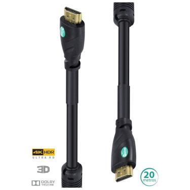 Imagem de Cabo Hdmi 2.0 4K Ultra Hd 3D Conexao Ethernet Com Filtro 20 Metros - H20F-20