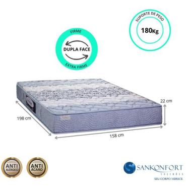 Imagem de Colchão Sankonfort Protege Espuma Ortopédico Casal  Queen 158x198x22 -