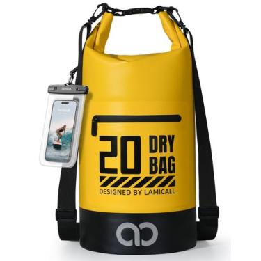 Imagem de Mochila impermeável Lamicall Dry Bag 20L com capa de telefone amarela