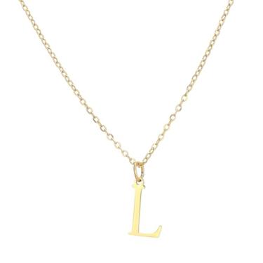 Imagem de SHE LIAN Colar com pingente personalizado com letra inicial delicada e delicada para presentes femininos, Small, Aço inoxidável, Sem Pedra Preciosa