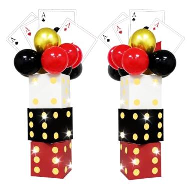 Imagem de Fayavoo 81 Peças Decoração Para Festa Temática De Cassino Caixa Dados Grande Com Balões, Cartas Pôquer Gigantes, Caixas Grandes, Luzes Corda Noite Jogos, Decorações Aniversário Em Las Vegas