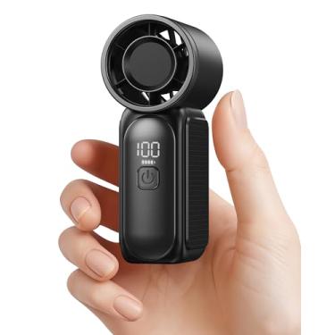 Imagem de Gaiatop Super mini ventilador portátil portátil, ventilador de bolso turbo de 3,5 polegadas, 16900 RPM 6 velocidades vento forte, bateria recarregável por USB, visor de LED, presente para homens