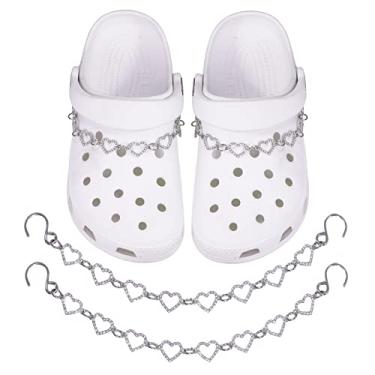 Imagem de CIKKITZ Pingentes de sapato Blings para mulheres, 10 peças de acessórios de joias, par de correntes de sapato de coração LOVE para meninas, 8 peças de sapatos brilhantes de strass decorados para