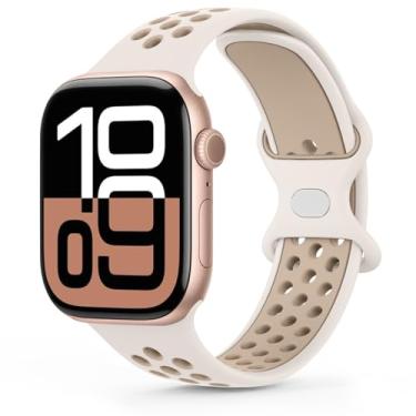Imagem de AK Pulseiras esportivas masculinas compatíveis com Apple Watch Ultra 2 séries 10, 9, 8, 7, 6, 5, 4, 3, 2 e 1 de 42 mm, 44 mm, 45 mm, 49 mm, SE, 44/45/46/49/42 mm (série 3 2 1), Starlight Milk Tea)