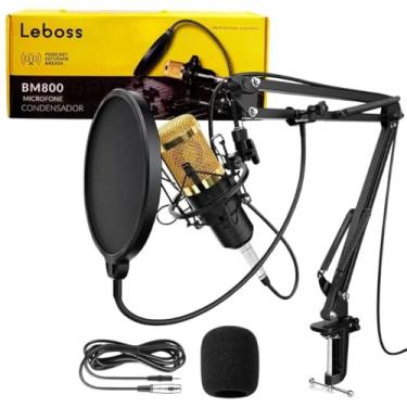 Imagem de Kit de Microfone Condensador BM800 com Braço Articulado Placa de Som USB, Estúdio, Transmissão, Dublagem, Redução de Ruído, Compatível com Celular, PC, Streaming e Gravação Profissional