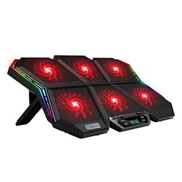 Imagem de Qudai K40 RGB Cooler para laptop com 6 ventiladores Design mudo com altura do suporte ajustável e efeito de luz colorido