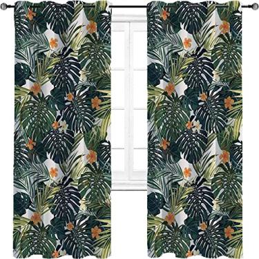 Imagem de Cortinas blackout florais para quarto - Cortinas escurecidas com isolamento térmico com ilhós para sala de estar, tratamento de sombreamento completo cortina de isolamento de cozinha, L 250 x C 213