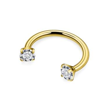 Imagem de Hnxnskt Anel de nariz em ferradura de aço cirúrgico duplo piercing de nariz 16 g anéis de lábio zircônia cúbica sapato de cavalo Daith piercing joia para mulheres diâmetro interno 6/8/10 mm, Metal