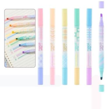 Imagem de Kit 6 Marca Texto Soft Ponta Dupla 12 Cores Vibrantes com Estojo Compa