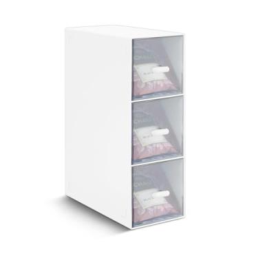 Imagem de Organizador de saquinhos de chá de plástico, caixa de chá de acrílico empilhável com 3 gavetas, armazenamento de chá transparente para lanches de café e açúcar, suporte para saquinhos de chá para