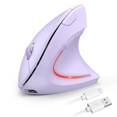 Imagem de TECKNET Mouse ergonômico sem fio, recarregável sem fio, silencioso para túnel do carpo, mão direita, mouse vertical USB de 2,4 GHz, sem fio para laptop, 5 ajustáveis 4800 DPI, computador, MacBook