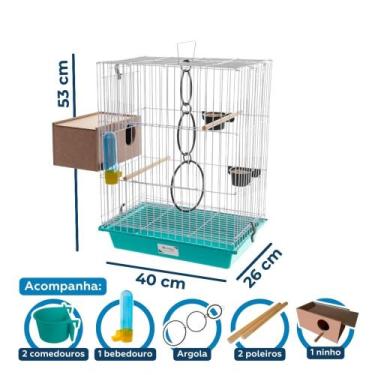 Imagem de Gaiola com ninho externo para Agapornis Calopsita e Periquito Australi