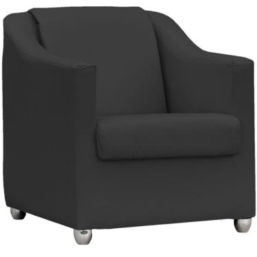 Imagem de Poltrona Mila Corino Marrom Pé Aluminio Cromado - Preto Corino