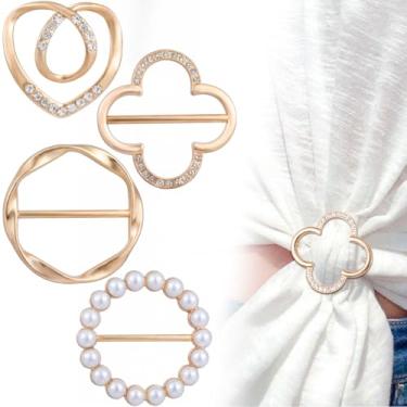 Imagem de BEIQIYA 4 peças de clipes de gravata de camisa para mulheres, clipe de anel de cachecol de seda de metal, 4 tamanhos de roupas com nó de canto para lençóis, chapéus, laços, camisas, jaquetas, xailes