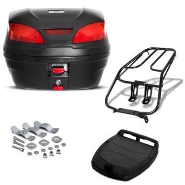Imagem de Baú 30 Litros Pro Tork + Bagageiro Sansão Motos, PRETO, TITAN 125 2000