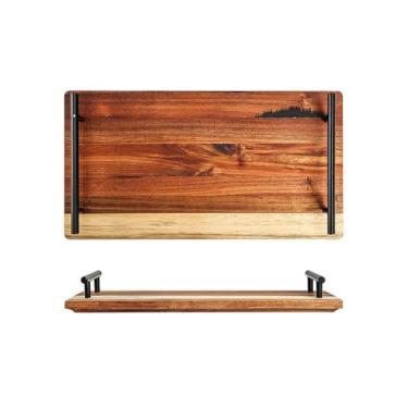 Imagem de Personalidade criativa doméstica alça de orelha requintada cor sólida palete de madeira - alça preta - grande.