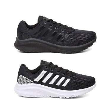 Imagem de Kit 2 Tênis Masculino Esporte Caminhada Corrida Treino Super Leve e Macio - Preto/PretoBranco/41