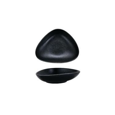 Imagem de Prato de cerâmica triângulo criativo para salada de frutas restaurante casa prato fundo de cerâmica preto