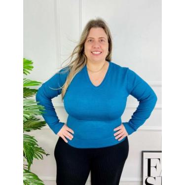 Imagem de Sueter Plus Size - Decote V ou O - Várias Cores 658048 - ORIGINAL JEAN