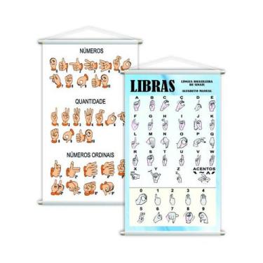 Imagem de Libras Sinais + Números e Quantidades Kit 2 Banners Grande - PlimShop