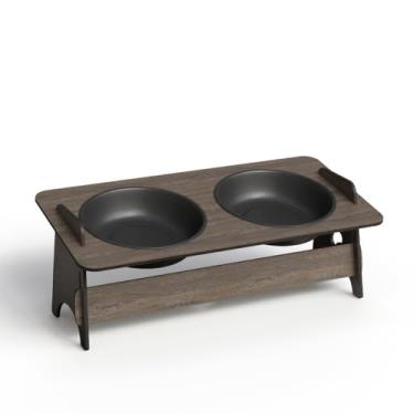 Imagem de Comedouro Bebedouro Gato e Cachorro Elevado Pet Mdf(Duplo Marrom)