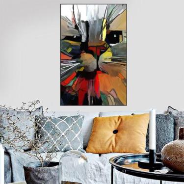 Imagem de Quadro Canvas Decorativo para Sala Gato Pintura 2 90x70 - LUGGUI ART. 