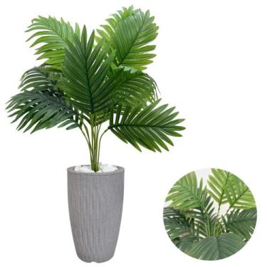 Imagem de Planta Artificial Palmeira Com Vaso Ondulado Cone E Pedras - PlantaImp