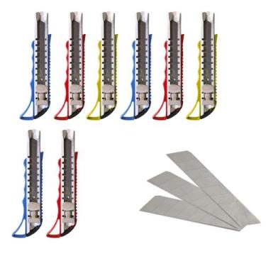 Imagem de 8 Estiletes Profissional Com Trava De Metal 18mm E Lâminas - Yara