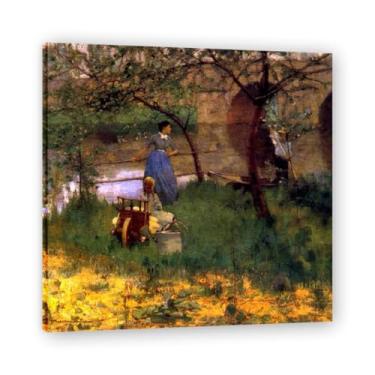 Imagem de An Afternoon Chat John Lavery Iconic Realist Portrait & War Scene Canvas Art – Decoração de parede irlandesa atemporal para casa emoldurada 39,98 x 39,9 cm