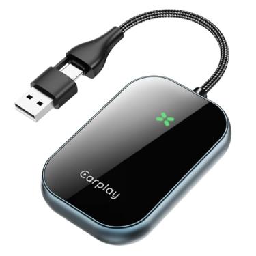 Imagem de Adaptador CarPlay sem fio para iPhone, converte com fio em dongle de carro sem fio, adaptador Plug & Play USB/tipo C para carros, controle sem costura para iOS 10+ (aplicável apenas a carros com