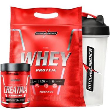 Imagem de Kit Nutri Whey 907g + Creatina 60 Caps + Coqueteleira Integral - Integ