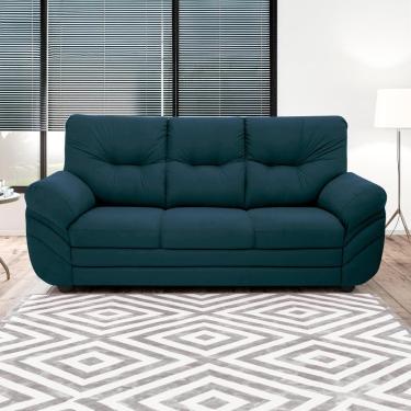 Imagem de Sofá 3 Lugares Linoforte Francis com Almofadas Fixas e Revestimento em Suede 202 cm de Largura