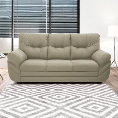 Imagem de Sofá 3 Lugares Linoforte Francis com Almofadas Fixas e Revestimento em Suede 202 cm de Largura