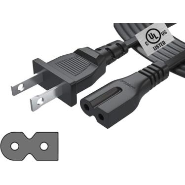 Imagem de Cabo de alimentação polarizado Pwr extralongo de 30 pés 2 garras para Vizio-LED-TV Smart-HDTV E-M-Series e outros 2 adaptadores de ranhuras AC-Parede-cabo: IEC-60320 IEC320 C7 para NEMA 1-15P